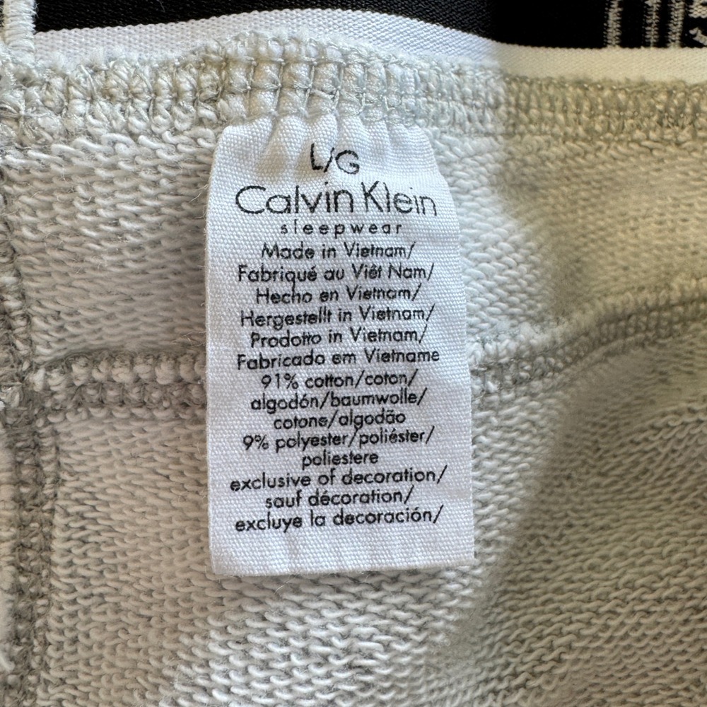 Calvin Klein Gray Fleece Joggers Logo Waistband Pajama Pants Large Loungewear - Picture 7 of 8